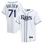 Johmsee T.Bay Rays #71 Cole Sulser Player White Home Game Stitched Jerseys