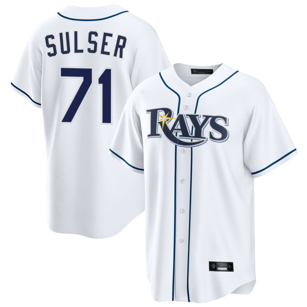 Johmsee T.Bay Rays #71 Cole Sulser Player White Home Game Stitched Jerseys