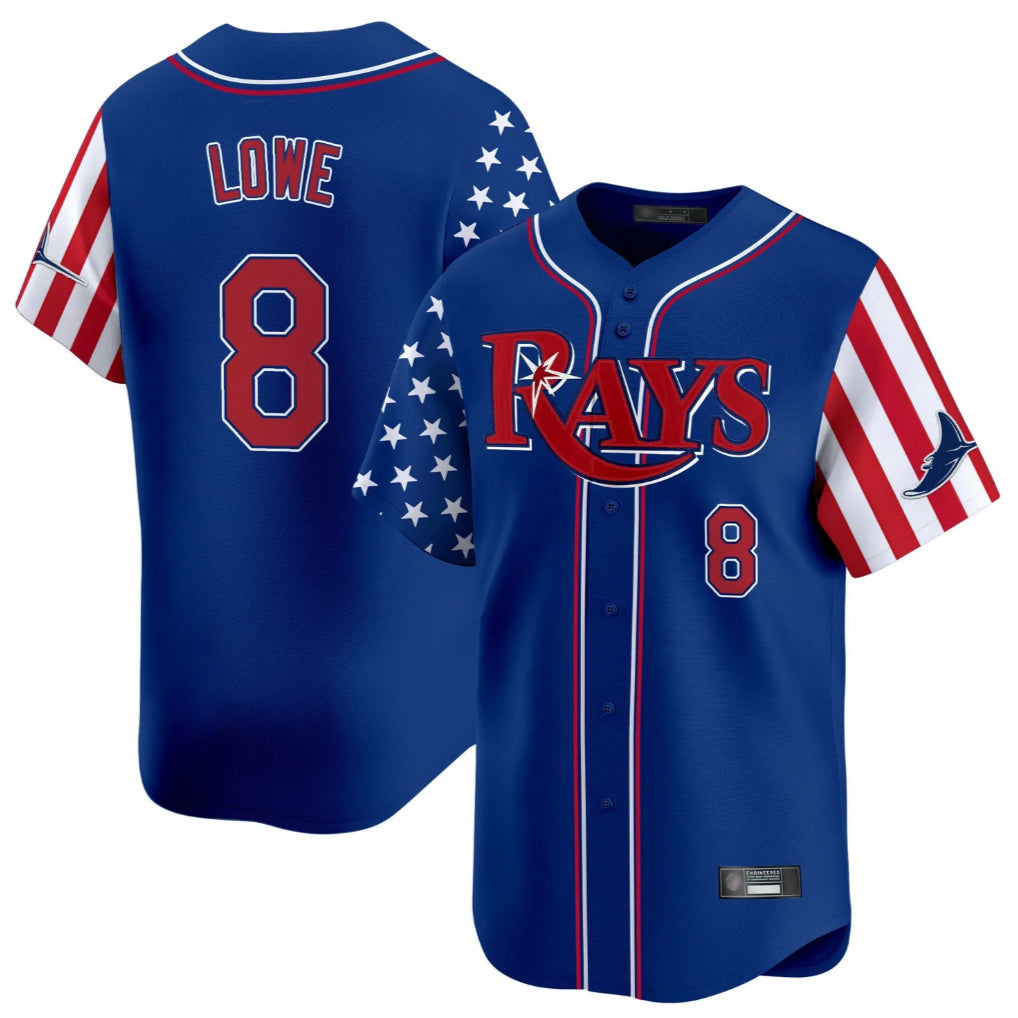 Johmsee T.Bay Rays #8 Brandon Lowe Player Royal 2025 Independence Day Vapor Premier Limited Stitched Jerseys