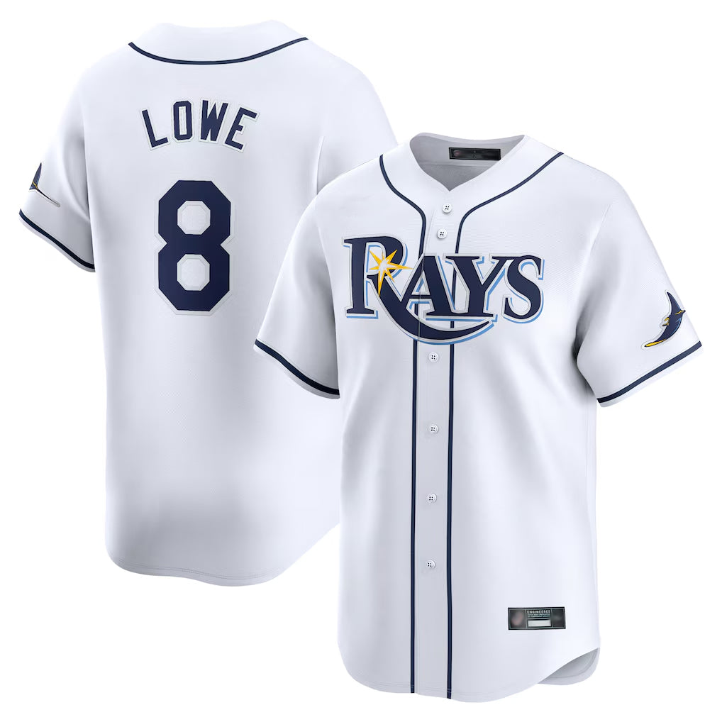Johmsee T.Bay Rays #8 Brandon Lowe Player White Home Limited Stitched Jerseys