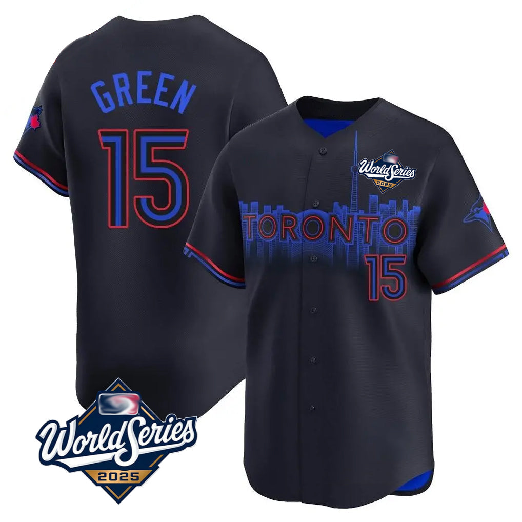 Johmsee T.Blue Jays #15 Chad Green Player Black&Blue 2025 World Series City Connect Stitched Jerseys