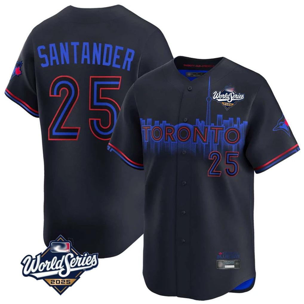 Johmsee T.Blue Jays #25 Anthony Santander Player Black&Blue 2025 World Series City Connect Limited Stitched Jerseys