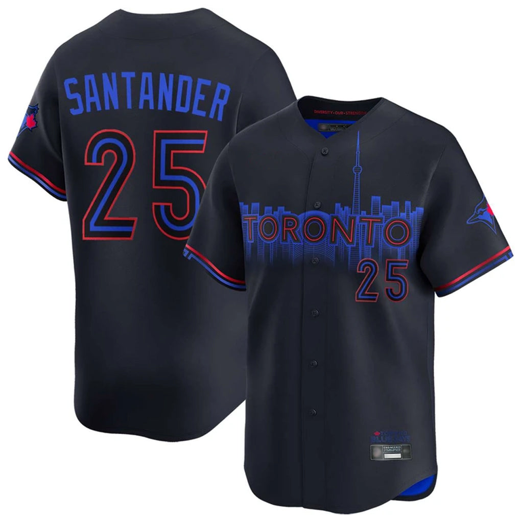 Johmsee T.Blue Jays #25 Anthony Santander Player Black&Blue City Connect Limited Stitched Jerseys