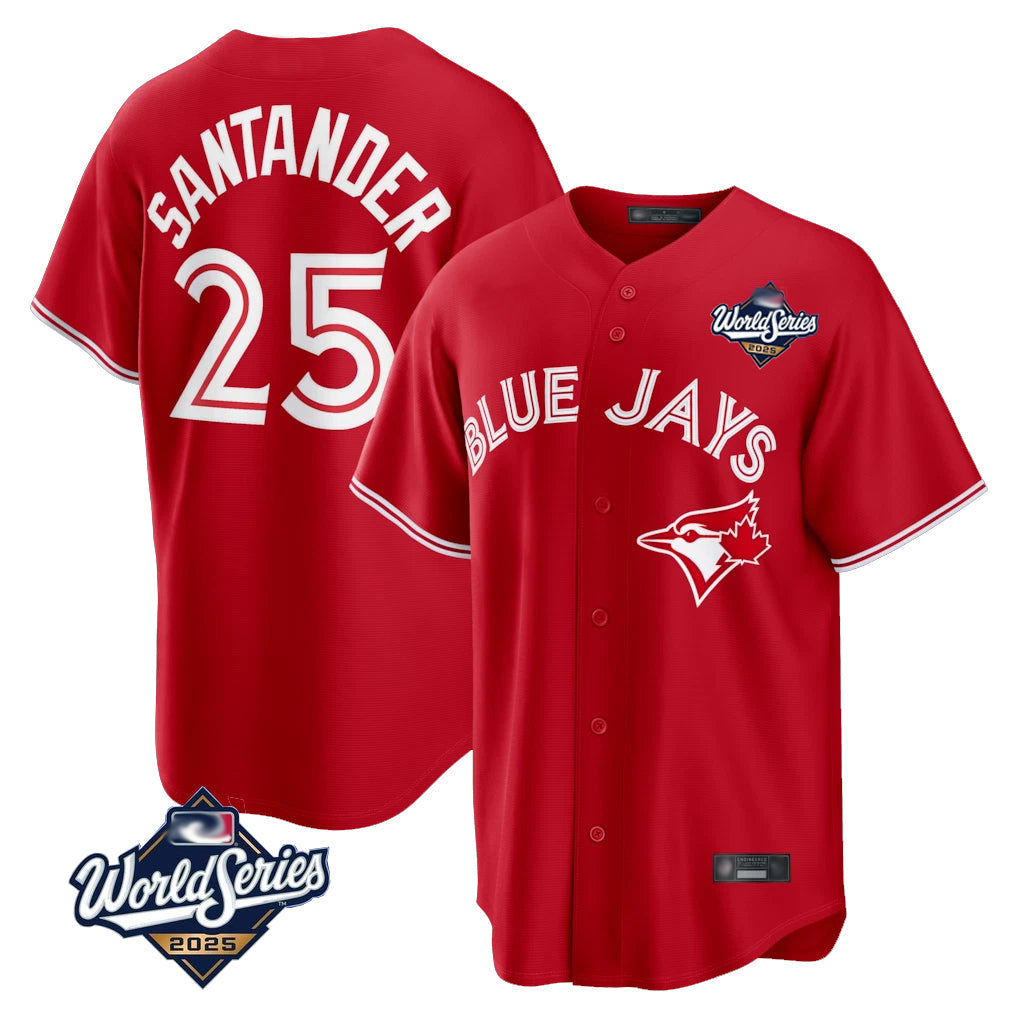 Johmsee T.Blue Jays #25 Anthony Santander Player Red 2025 World Series Home Limited Stitched Jerseys