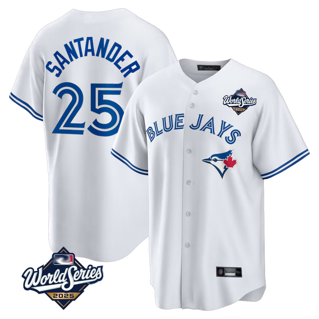 Johmsee T.Blue Jays #25 Anthony Santander Player White 2025 World Series Game Stitched Jerseys
