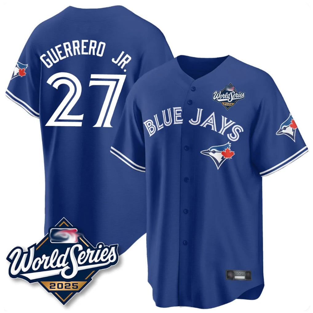 Johmsee T.Blue Jays #27 Vladimir Guerrero Jr Player Blue 2025 World Series Stitched Jersey