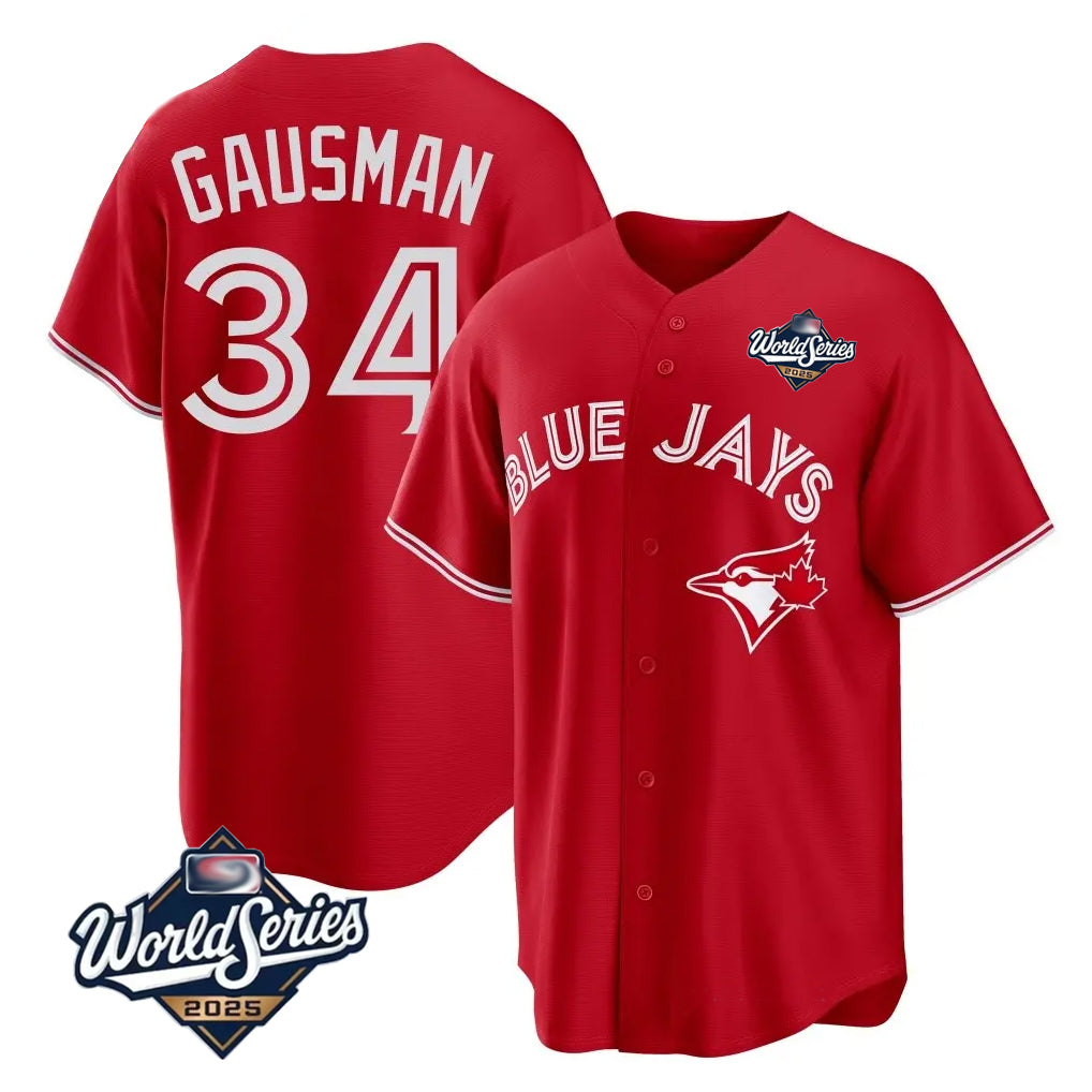 Johmsee T.Blue Jays #34 Kevin Gausman Player Red 2025 American League All Stitched Jerseys