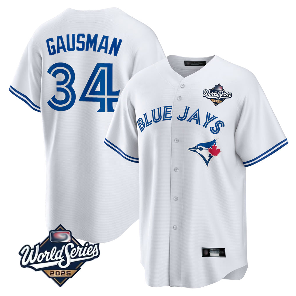 Johmsee T.Blue Jays #34 Kevin Gausman Player White 2025 American League All Stitched Jersey
