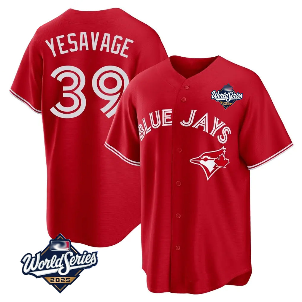 Johmsee T.Blue Jays #39 Trey Yesavage Player Red 2025 World Series Game All Stitched Jerseys