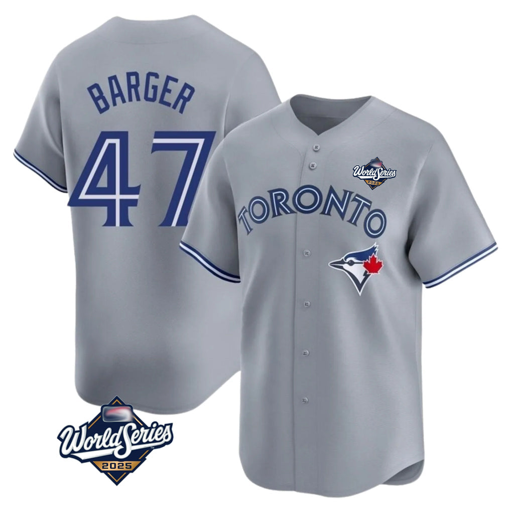 Johmsee T.Blue Jays #47 Addison Barger Player Gray 2025 World Series Stitched Jerseys