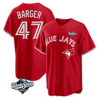 Johmsee T.Blue Jays #47 Addison Barger Player Red 2025 World Series Game Stitched Jerseys