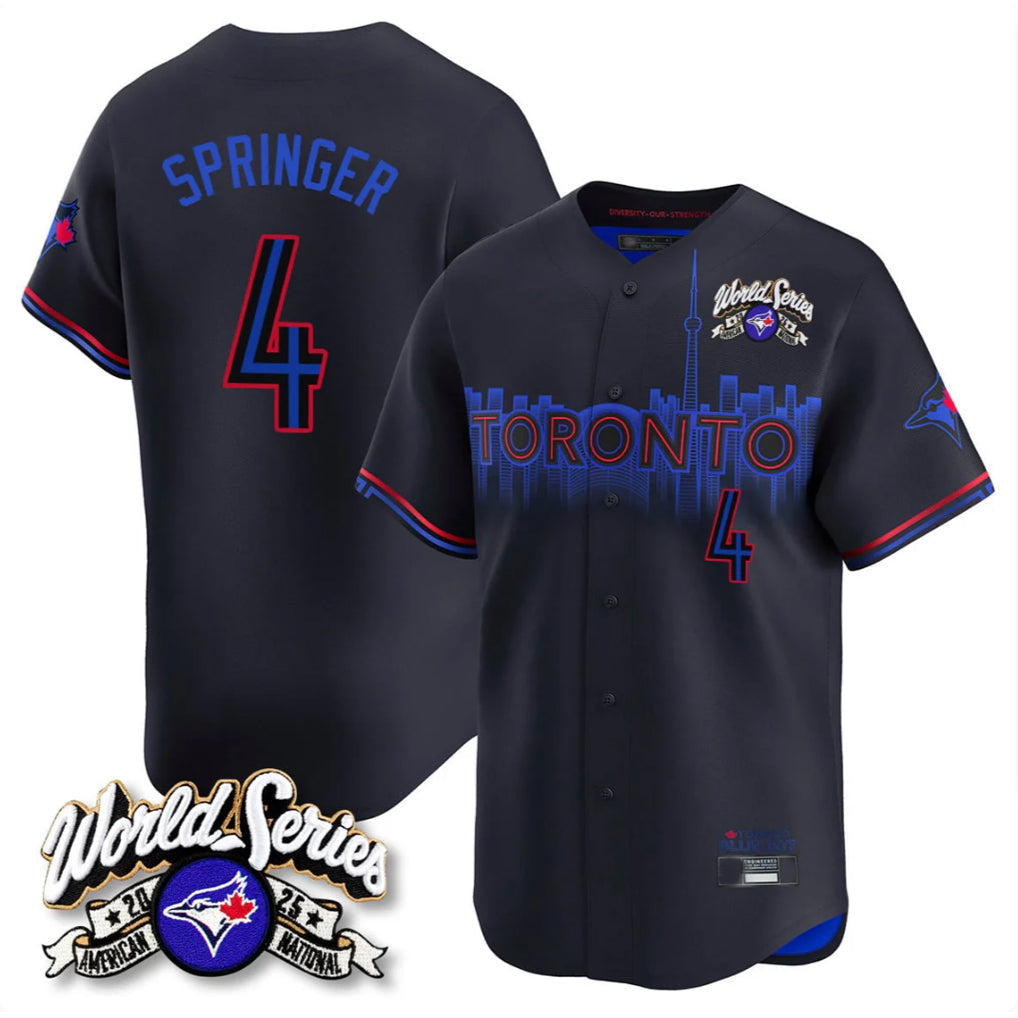 Johmsee T.Blue Jays #4 George Springer Player Black 2025 American League City Connect Limited Stitched Jerseys
