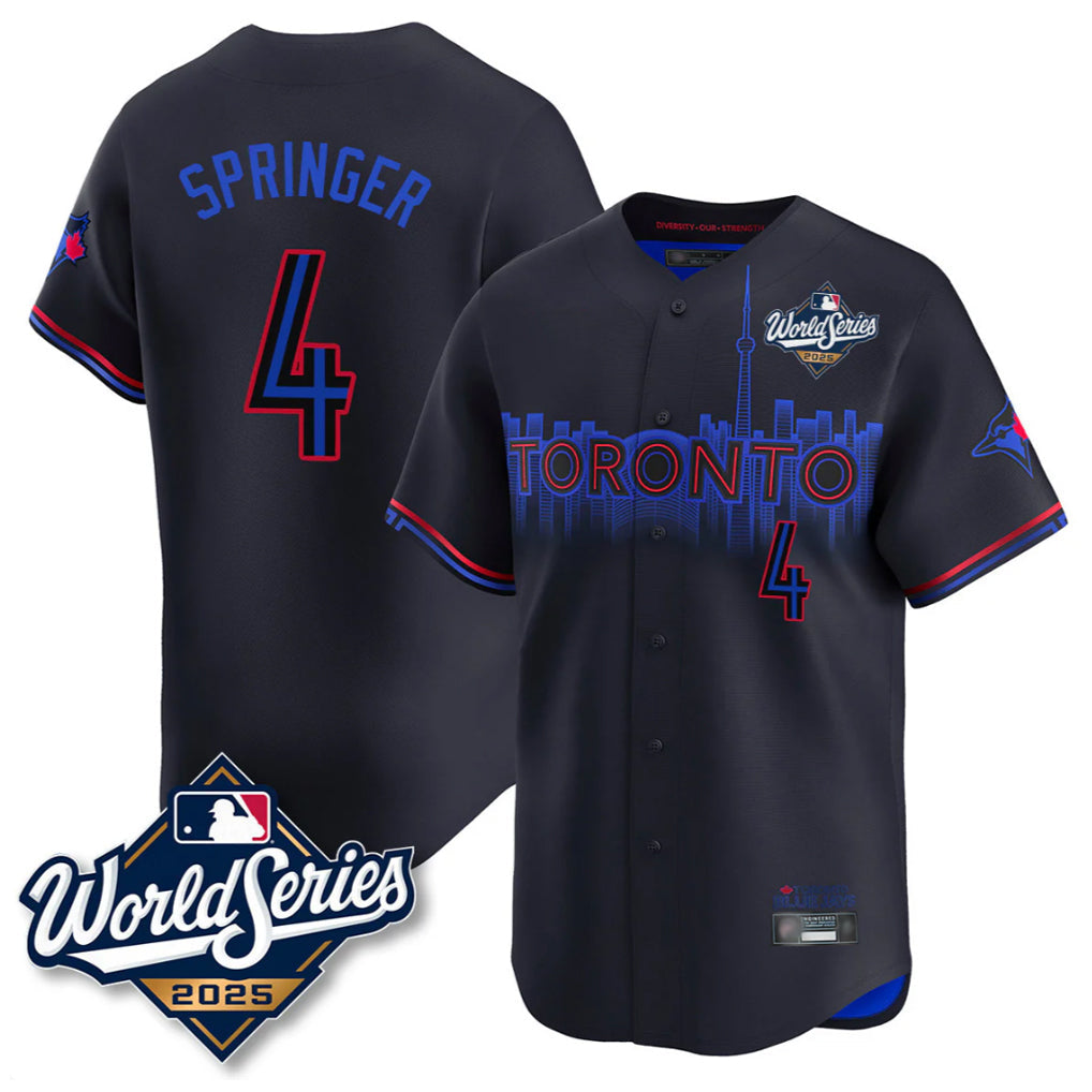 Johmsee T.Blue Jays #4 George Springer Player Black 2025 World Series City Connect Stitched Jerseys