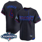 Johmsee T.Blue Jays #4 George Springer Player Black AL East Division City Connect Limited Stitched Jerseys