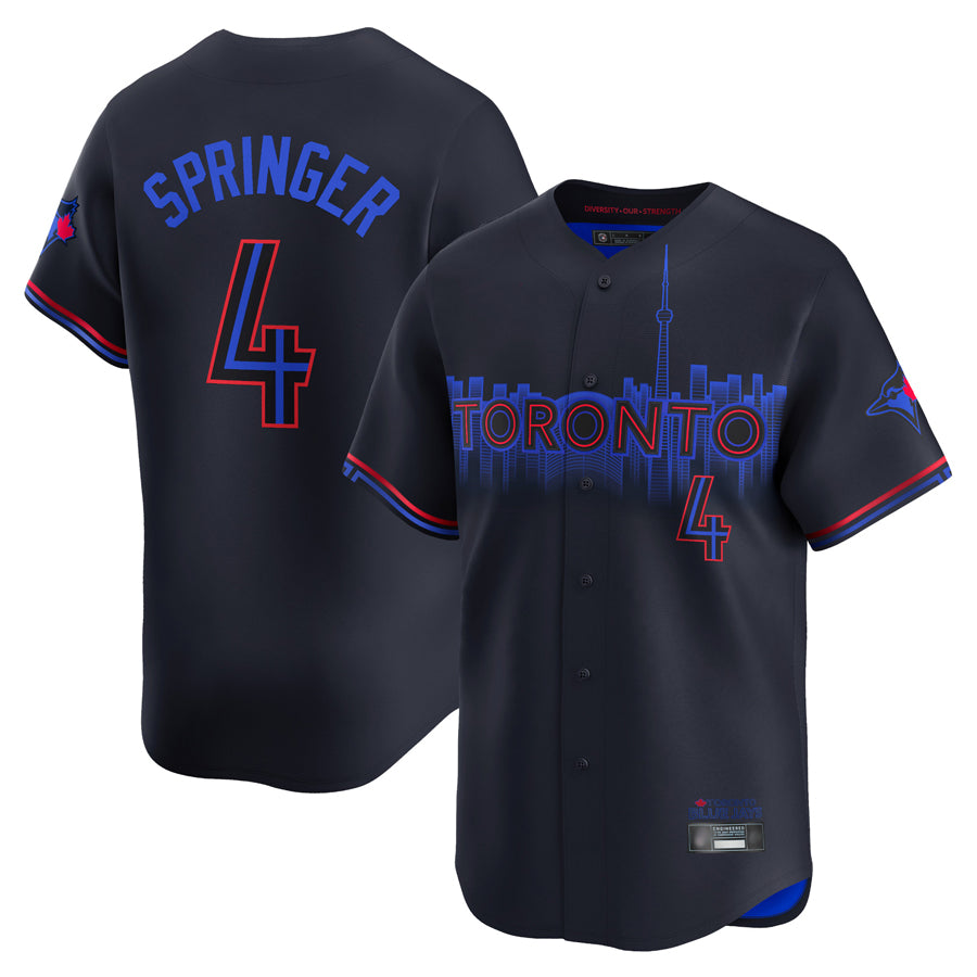 Johmsee T.Blue Jays #4 George Springer Player Black City Connect Limited Stitched Jerseys