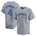 Johmsee T.Blue Jays #4 George Springer Player Gray Home Limited Stitched Jerseys