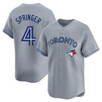 Johmsee T.Blue Jays #4 George Springer Player Gray Home Limited Stitched Jerseys