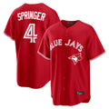 Johmsee T.Blue Jays #4 George Springer Player Red Home Game Stitched Jerseys