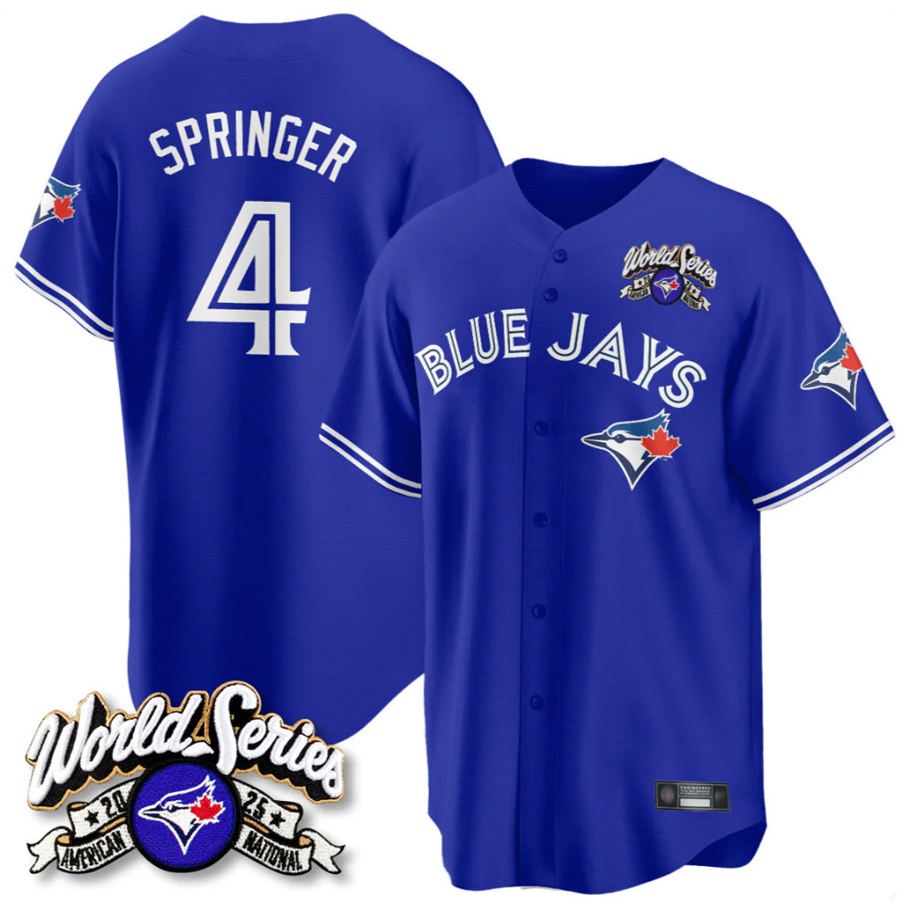 Johmsee T.Blue Jays #4 George Springer Player Royal 2025 American League All Stitched Jersey
