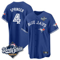 Johmsee T.Blue Jays #4 George Springer Player Royal 2025 American League Game All Stitched Jersey