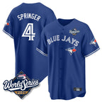 Johmsee T.Blue Jays #4 George Springer Player Royal 2025 American League Game All Stitched Jersey
