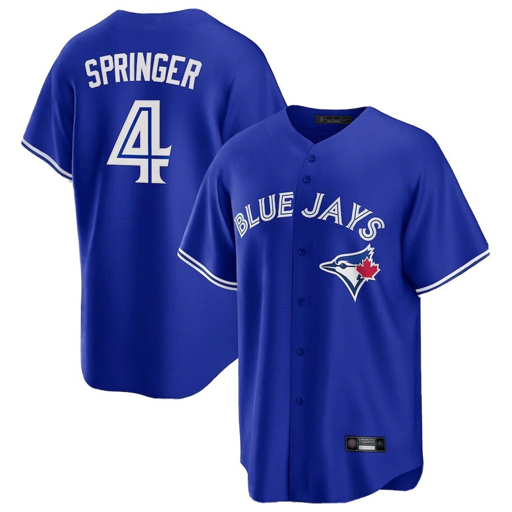 Johmsee T.Blue Jays #4 George Springer Player Royal Home Game Stitched Jerseys