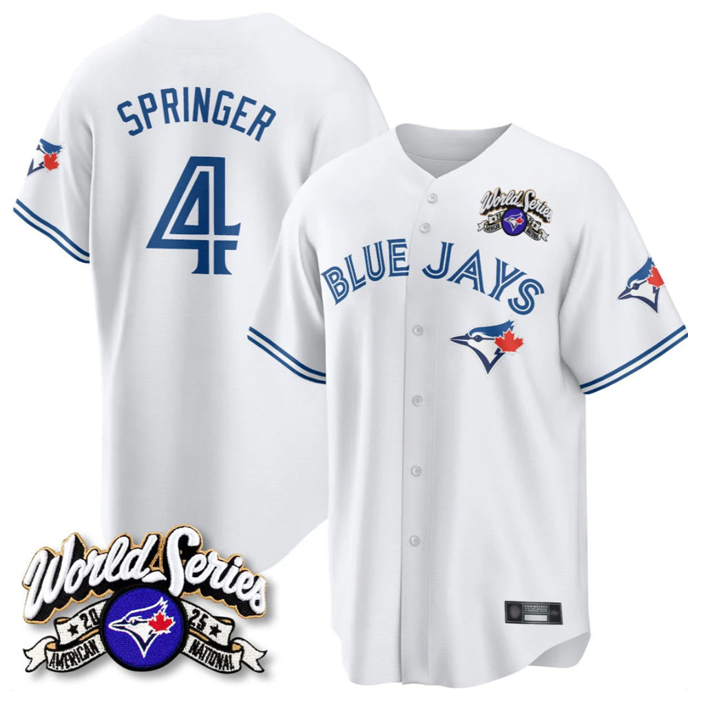 Johmsee T.Blue Jays #4 George Springer Player White 2025 American League All Stitched Jersey