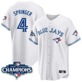 Johmsee T.Blue Jays #4 George Springer Player White 2025 World Series Stitched Jerseys