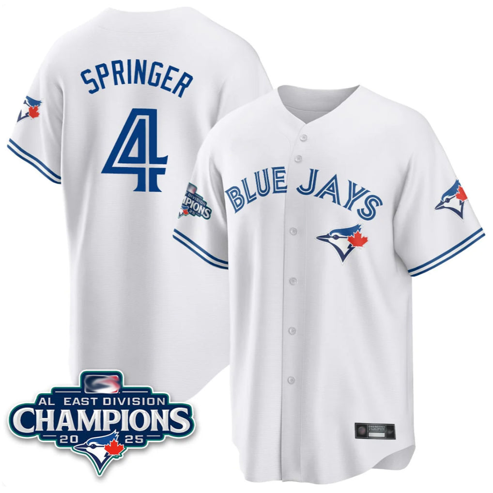 Johmsee T.Blue Jays #4 George Springer Player White 2025 World Series Stitched Jerseys