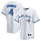 Johmsee T.Blue Jays #4 George Springer Player White Home Game Stitched Jerseys