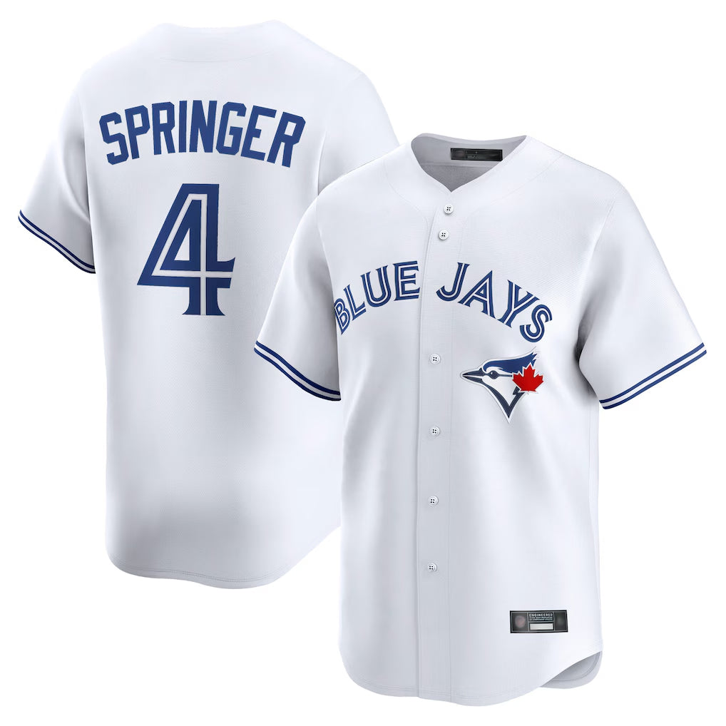 Johmsee T.Blue Jays #4 George Springer Player White Home Limited Stitched Jerseys