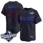 Johmsee T.Blue Jays #57 Shane Bieber Player Black 2025 World Series City Connect All Stitched Jerseys