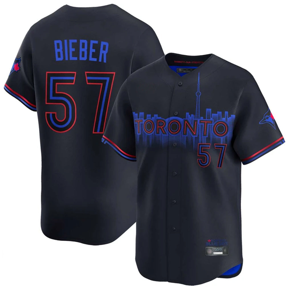 Johmsee T.Blue Jays #57 Shane Bieber Player Black City Connect Limited Home Stitched Jerseys