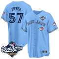 Johmsee T.Blue Jays #57 Shane Bieber Player Blue 2025 World Series All Stitched Jerseys