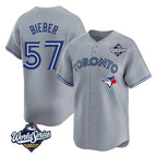 Johmsee T.Blue Jays #57 Shane Bieber Player Gray 2025 World Series All Stitched Jerseys