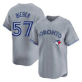Johmsee T.Blue Jays #57 Shane Bieber Player Gray Home Stitched Jerseys