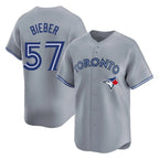 Johmsee T.Blue Jays #57 Shane Bieber Player Gray Home Stitched Jerseys