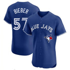 Johmsee T.Blue Jays #57 Shane Bieber Player Royal Elite Home Limited Stitched Jerseys