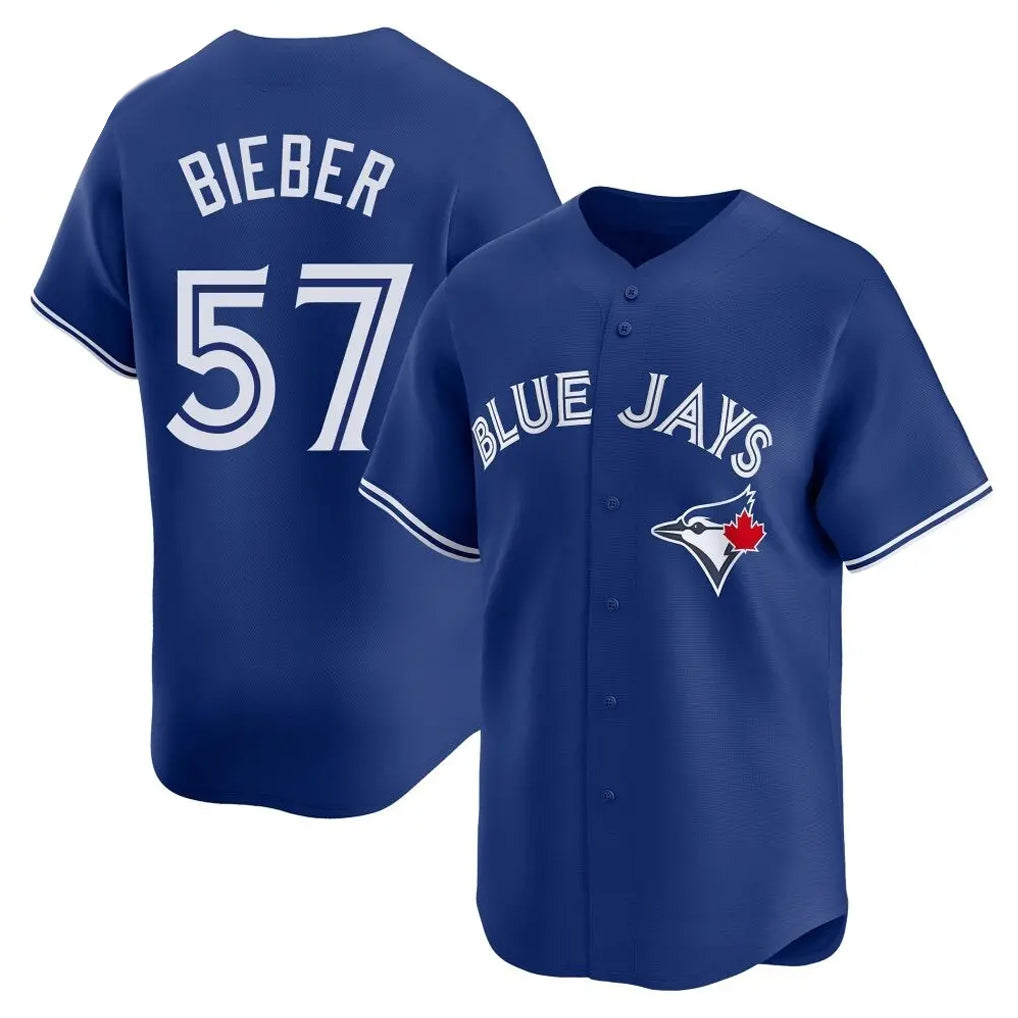 Johmsee T.Blue Jays #57 Shane Bieber Player Royal Home Stitched Jerseys