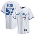 Johmsee T.Blue Jays #57 Shane Bieber Player White Game Stitched Jerseys