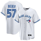 Johmsee T.Blue Jays #57 Shane Bieber Player White Game Stitched Jerseys