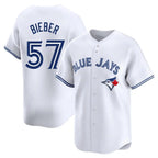 Johmsee T.Blue Jays #57 Shane Bieber Player White Limited Home Stitched Jerseys