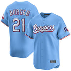Johmsee T.Rangers #21 Jake Burger Player Light Blue Home Limited Stitched Jerseys