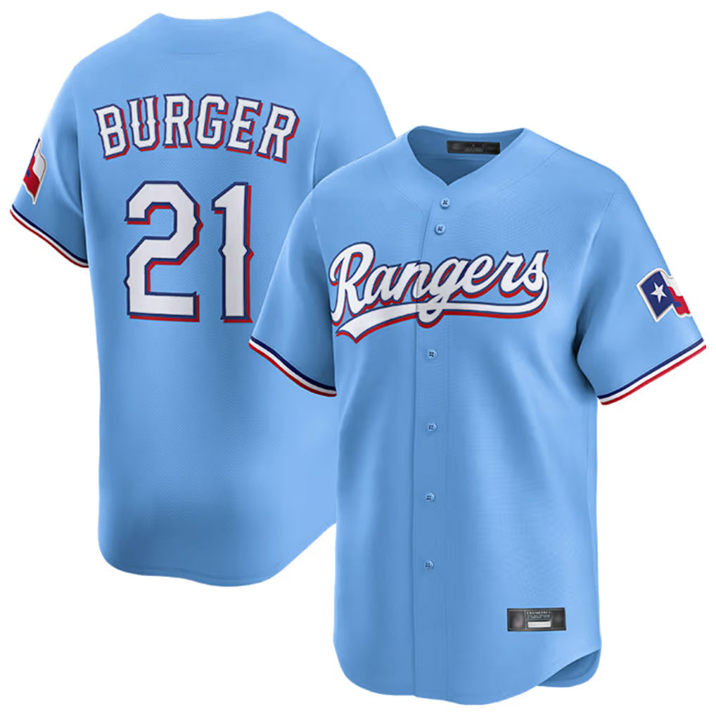Johmsee T.Rangers #21 Jake Burger Player Light Blue Home Limited Stitched Jerseys