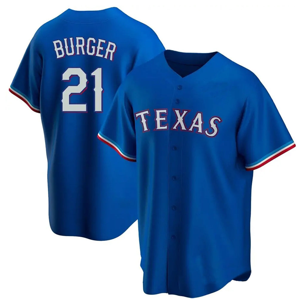 Johmsee T.Rangers #21 Jake Burger Player Royal Home Replica Game Stitched Jerseys