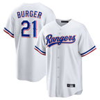 Johmsee T.Rangers #21 Jake Burger Player White Home Limited Stitched Jerseys