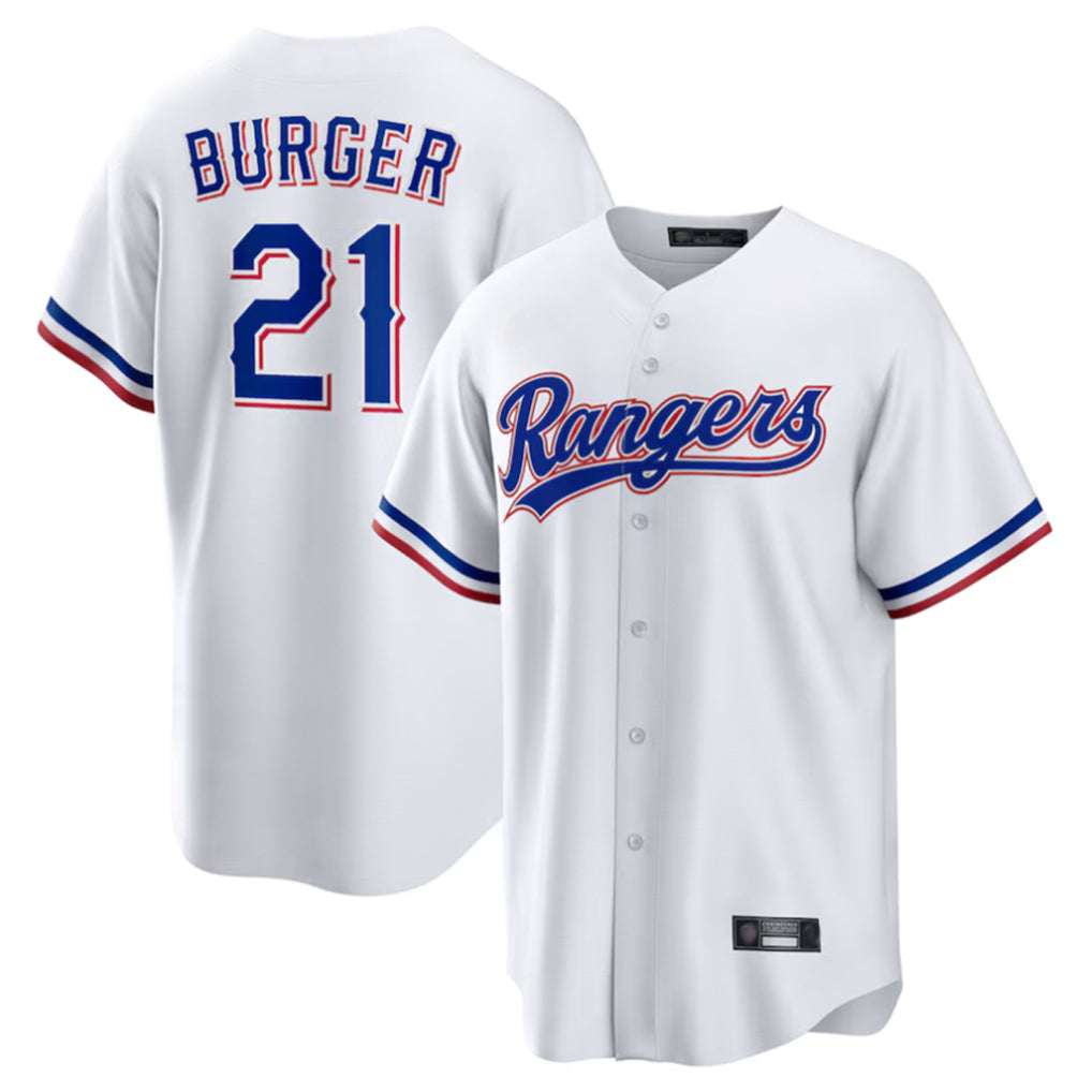 Johmsee T.Rangers #21 Jake Burger Player White Home Limited Stitched Jerseys