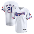 Johmsee T.Rangers #21 Jake Burger Player White&Blue Home Limited Stitched Jerseys