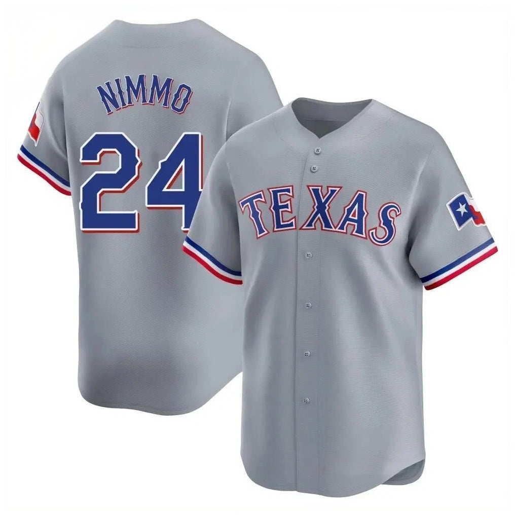 Johmsee T.Rangers #24 Brandon Nimmo Player Gray Home Limited Stitched Jerseys