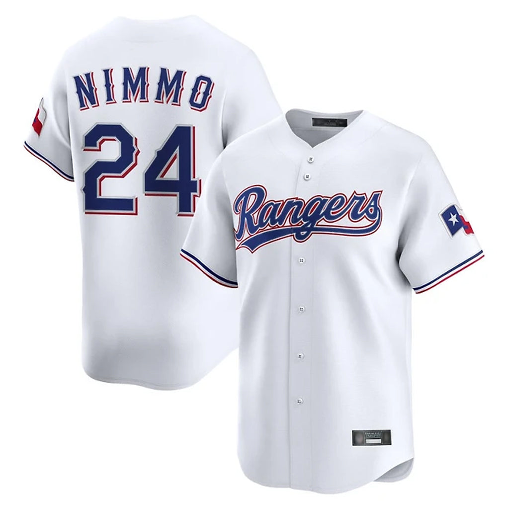 Johmsee T.Rangers #24 Brandon Nimmo Player White Home Limited Stitched Jerseys